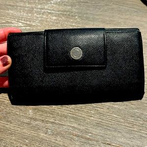 Bvlgari black long double snap wallet